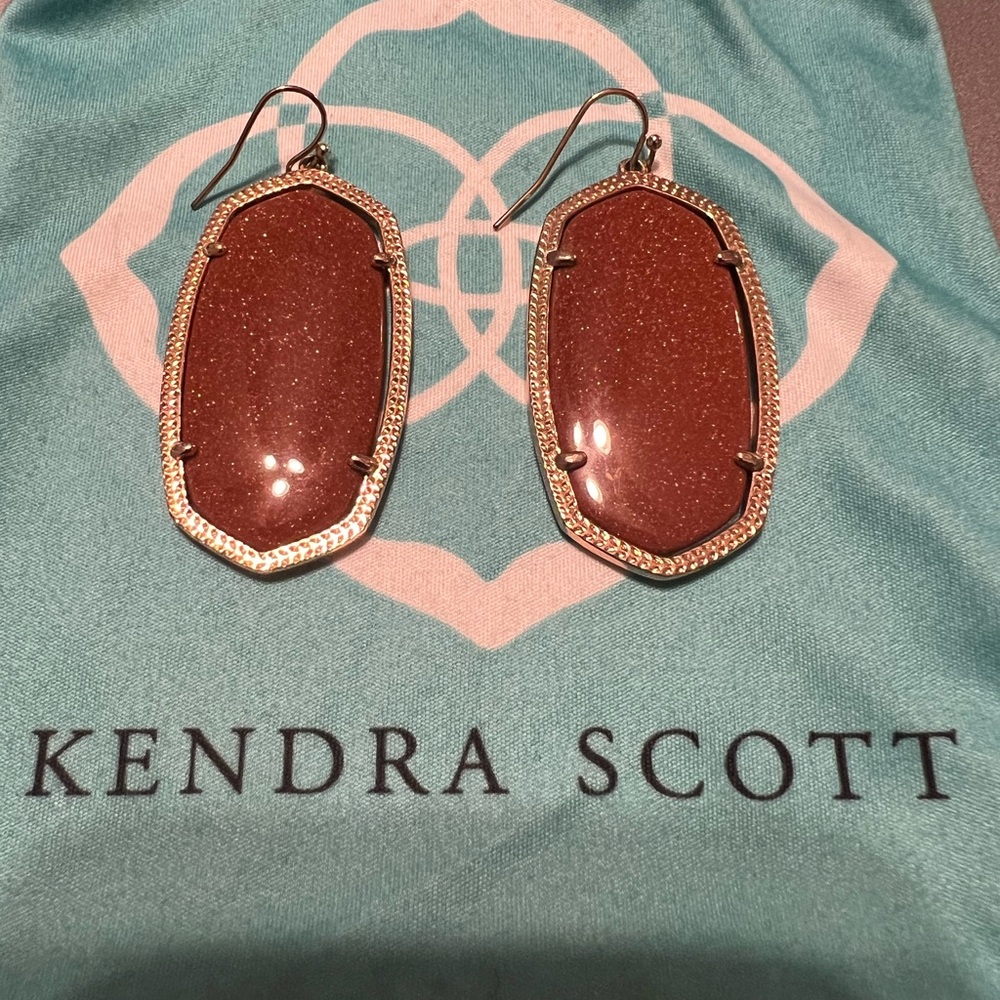 Kendra Scott Gold and Brown Statement Earrings